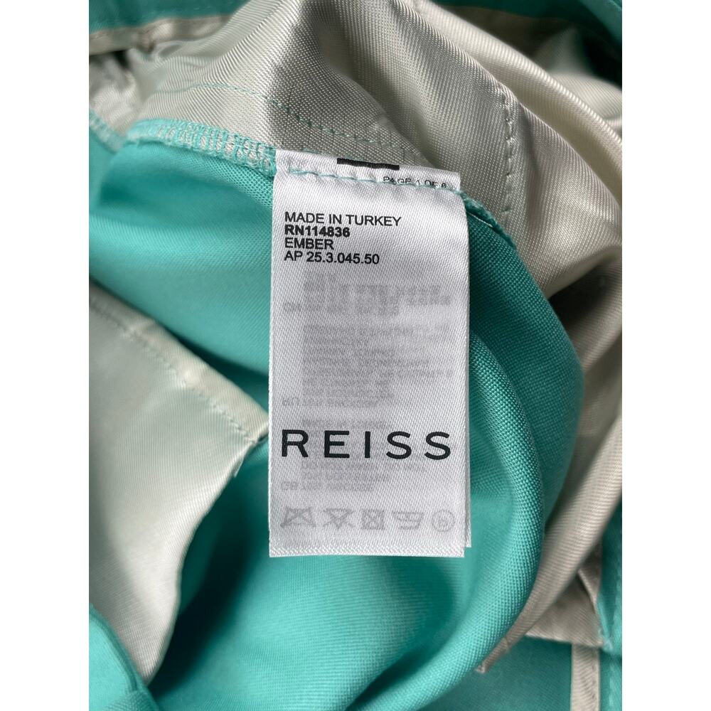 REISS Ember High-Rise Slim Straight Leg Trouser Pants Womens 14 Teal Blue Green - Picture 13 of 14